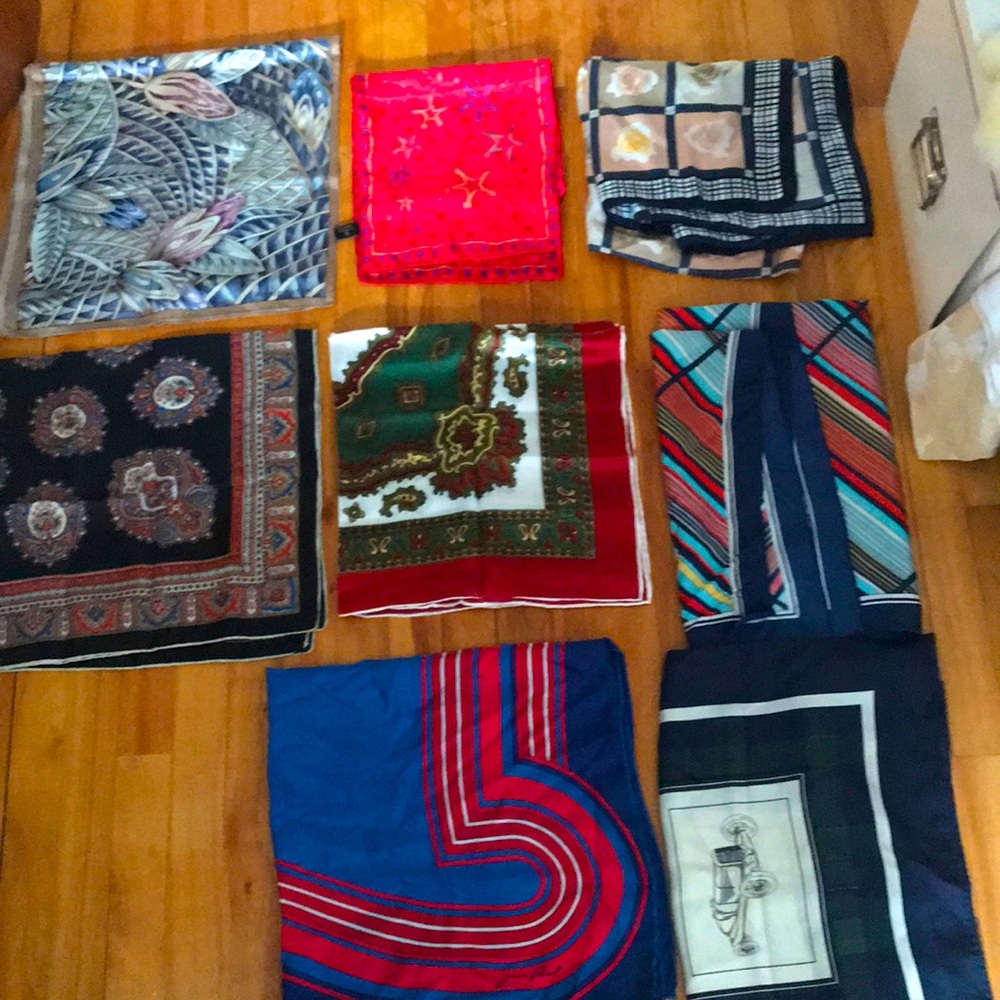 Silk scarfs lot square & rectangular mix of 8